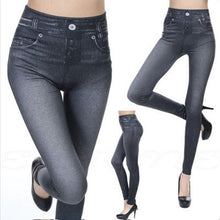 Short-Staple Imitation Denim Tight Pants Leggings