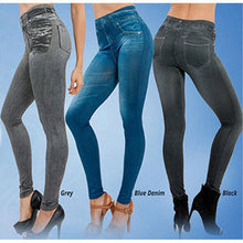 Short-Staple Imitation Denim Tight Pants Leggings