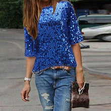 Casual Tops - Sexy O-neck Half Sleeve Sequins Top