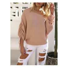 Skew Neck Knitted Sweate