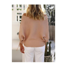 Skew Neck Knitted Sweate