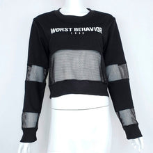 Printed Mesh Splicing Sweater
