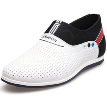 Merkmak 2017 New Summer Men Leather Shoes Casual Leisure Breathable Height Increasing Loafers Cool Summer White Shoes Slip On