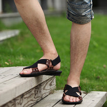 Merkmak 2017 Men's Shoes Genuine Leather Summer Sandals Beach Slippers Outdoor Loafer Casual Male Shoes Flats Breathable Zapatos