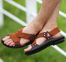 Merkmak 2017 Men's Shoes Genuine Leather Summer Sandals Beach Slippers Outdoor Loafer Casual Male Shoes Flats Breathable Zapatos