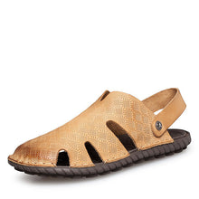 Merkmak Big Size Men Sandals Summer Fashion Men Casual Sandals Genuine Leather Slip On Sandalias Beach Water Men Shoes Slides