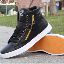 Autumn Spring Fashion High-top Solid Zipper Lovers Martin Boots Shoes Men Male Ankle Boots PU Leather Flat Shoes Drop Shipping