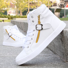 Autumn Spring Fashion High-top Solid Zipper Lovers Martin Boots Shoes Men Male Ankle Boots PU Leather Flat Shoes Drop Shipping