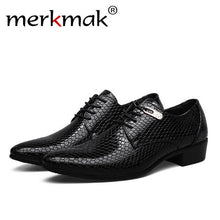 Merkmak Men's Fashion Business Wedding Dress Shoes Snake Skin Pattern Leather Shoes Casual Pointed Toe Flats Shoe Oxfords Party