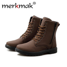Merkmak British Style Men Boots 2016 Autumn Fur Warm Winter Man Martin Boots Ankle Wedge Fashion Casual High Top Zapatos Hombres