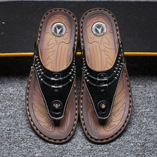Merkmak 2017 Genuine Leather Sandals Men Shoes Leisure Summer Beach Comfortable Flip Flops Shoes Men Flats Footwear Wholesales