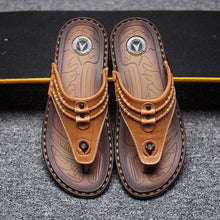 Merkmak 2017 Genuine Leather Sandals Men Shoes Leisure Summer Beach Comfortable Flip Flops Shoes Men Flats Footwear Wholesales