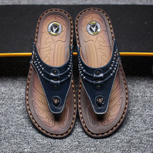 Merkmak 2017 Genuine Leather Sandals Men Shoes Leisure Summer Beach Comfortable Flip Flops Shoes Men Flats Footwear Wholesales