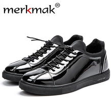 Merkmak 2016 Men Shoes Fashion British Stylel Bright Matte Black Students Men Design Sapatos Masculinos Comfortable Flats Shoes
