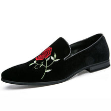 Merkmak Handmade Fashion Leather Loafers 3D Rose Flower Embroidery Gentleman Luxury Shoes for Men Brand Slip On Flat Shoes