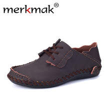 Merkmak Genuine Leather Men's Boat Shoes Summer Casual Outdoor Men Flats 2017 Handmade Breathable Loafer Big Size 38-47 Footwear