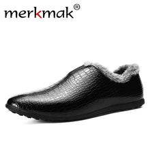 Merkmak Fur Inner Men Shoes 2016 Fashion Casual Brand Winter Warm Plush Slip On Loafer Men Breathable Flats Shoes Zapatos Hombre