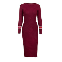 Gracegirl Winter Women Dresses Series Spring Striped Fitness Knitted Sweater Dress Casual Bodycon Slim Midi Vestidos SA231095