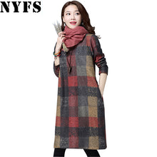 NYFS 2018 Autumn Winter Women dress Elegant Thick warm Long sleeve Cotton Loose Dress Vestidos Robe Elbise