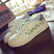 Fashion Women's Straps Sports Running Sneakers Embroidery Flower Shoes