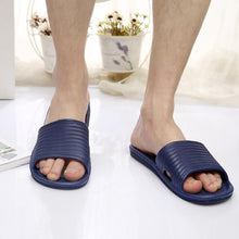 Man Stripe Flat Bath Slippers Summer Sandals Indoor & Outdoor Slippers
