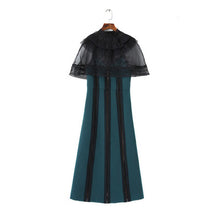 OFTBUY 2018 new women dress dresses spring summer dress Casual Lace Patchwork slim waist Ruffle Hollow perspective Long dress